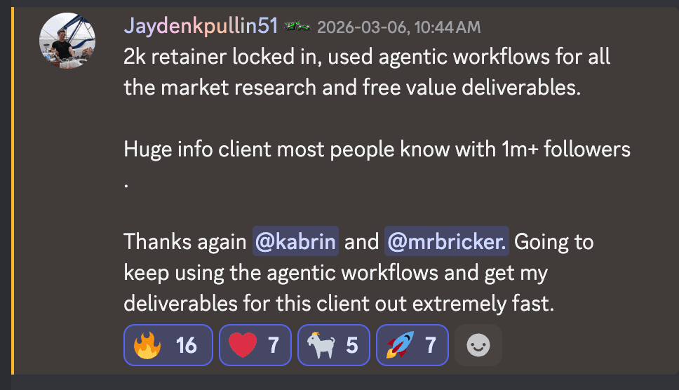 Jayden — 2K retainer locked in using agentic workflows