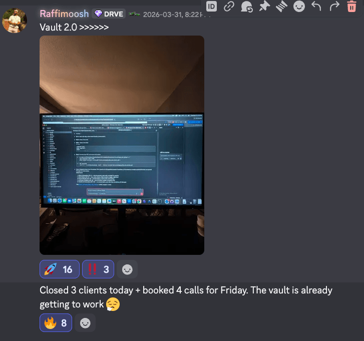 Raffi — Closed 3 clients + booked 4 calls with the vault